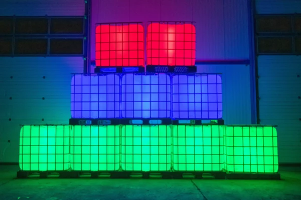 Feestverlichting LED IBC opstelling verschillende kleuren