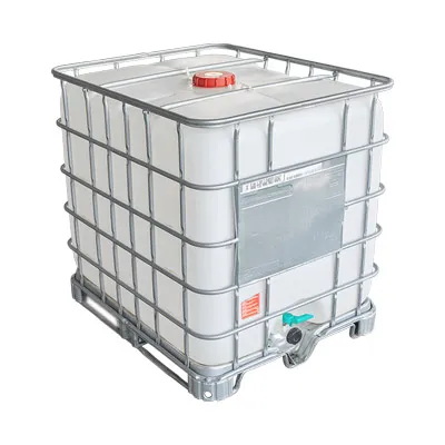 Witte gereinigde ibc container met kunststof of metalen pallet om werfwater of bemalingswater aan te bieden.